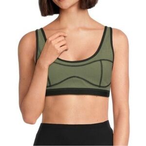 NWT. WEWOREWHAT Scoopneck Racerback Sports Bra - Army Green - Size Large